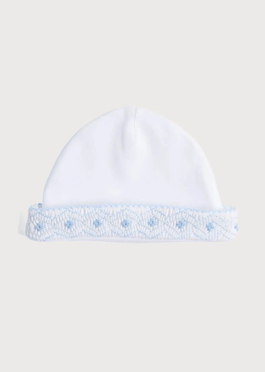 Blue Handsmocked Newborn Hat