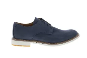 Blue Wide Plain Toe Oxfords for Men