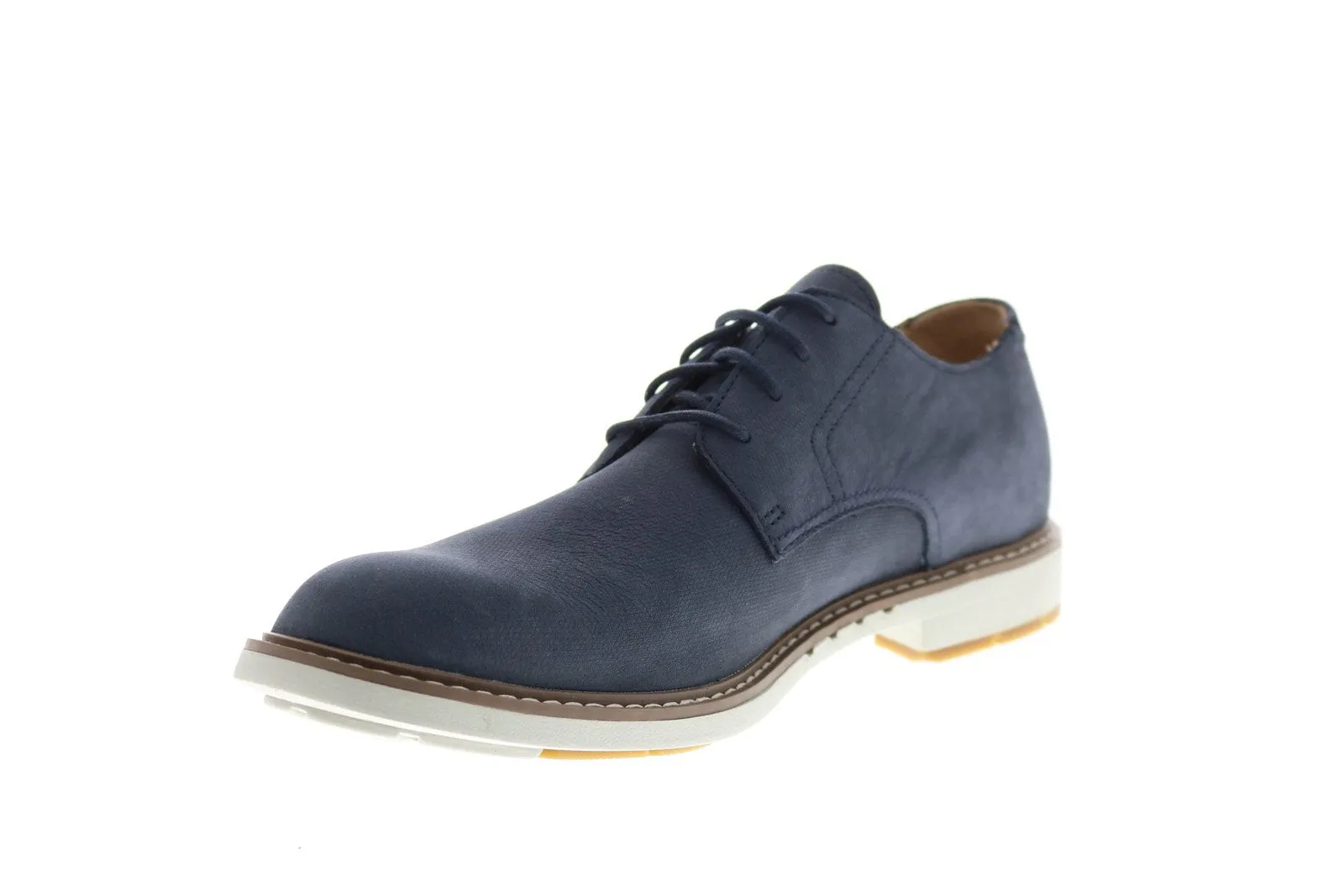 Blue Wide Plain Toe Oxfords for Men