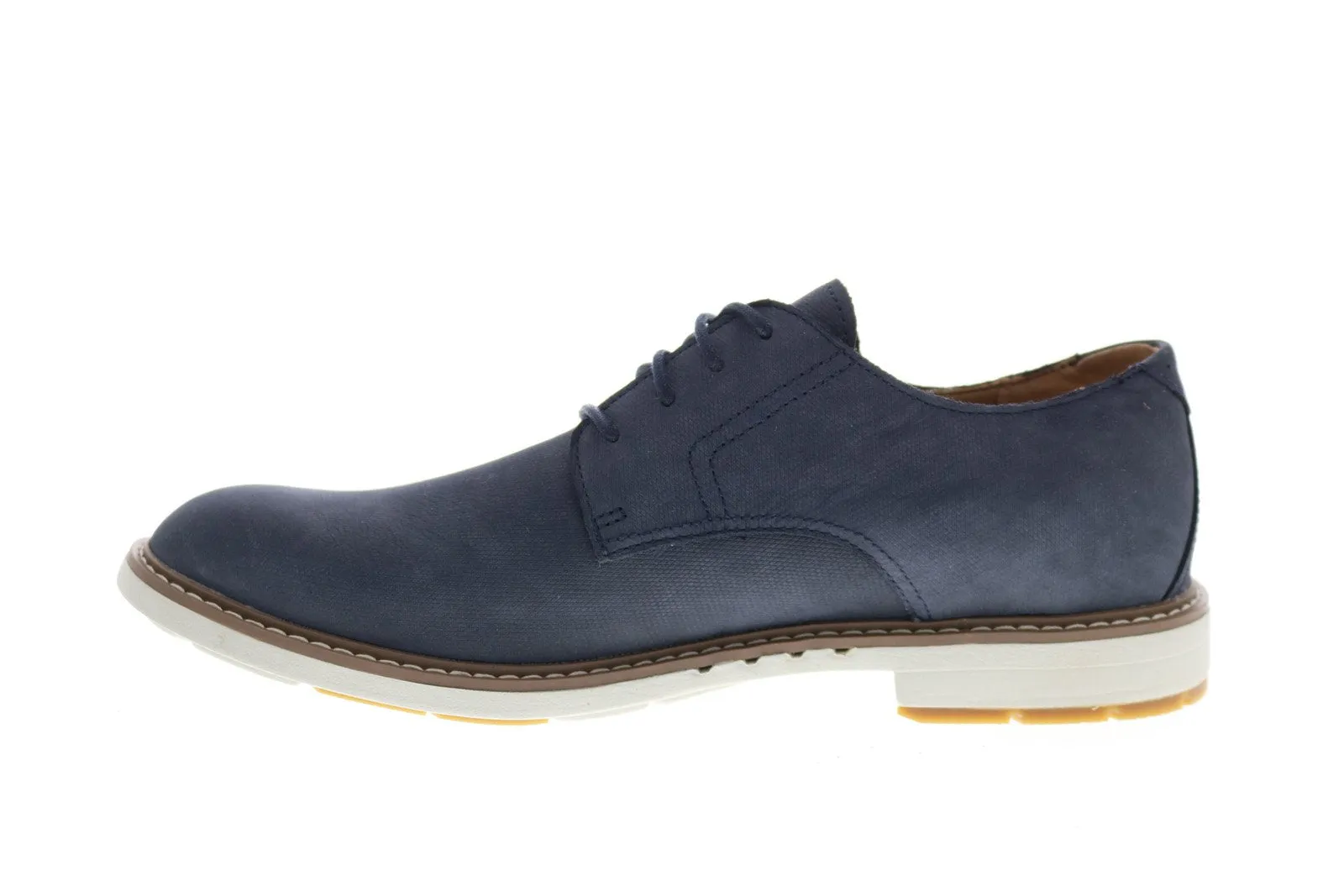 Blue Wide Plain Toe Oxfords for Men