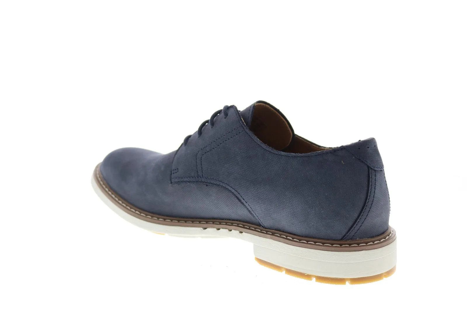 Blue Wide Plain Toe Oxfords for Men