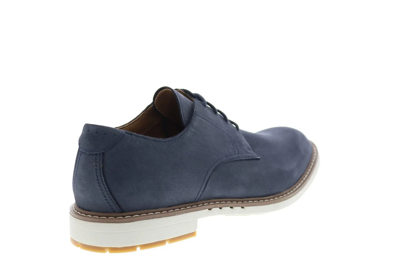 Blue Wide Plain Toe Oxfords for Men