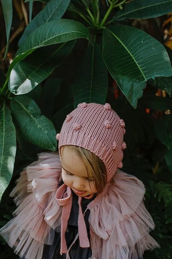 Blush Popcorn Knit Bonnet