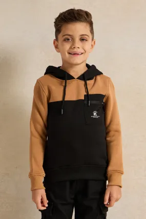 Boys Black Hooded Sweatshirt