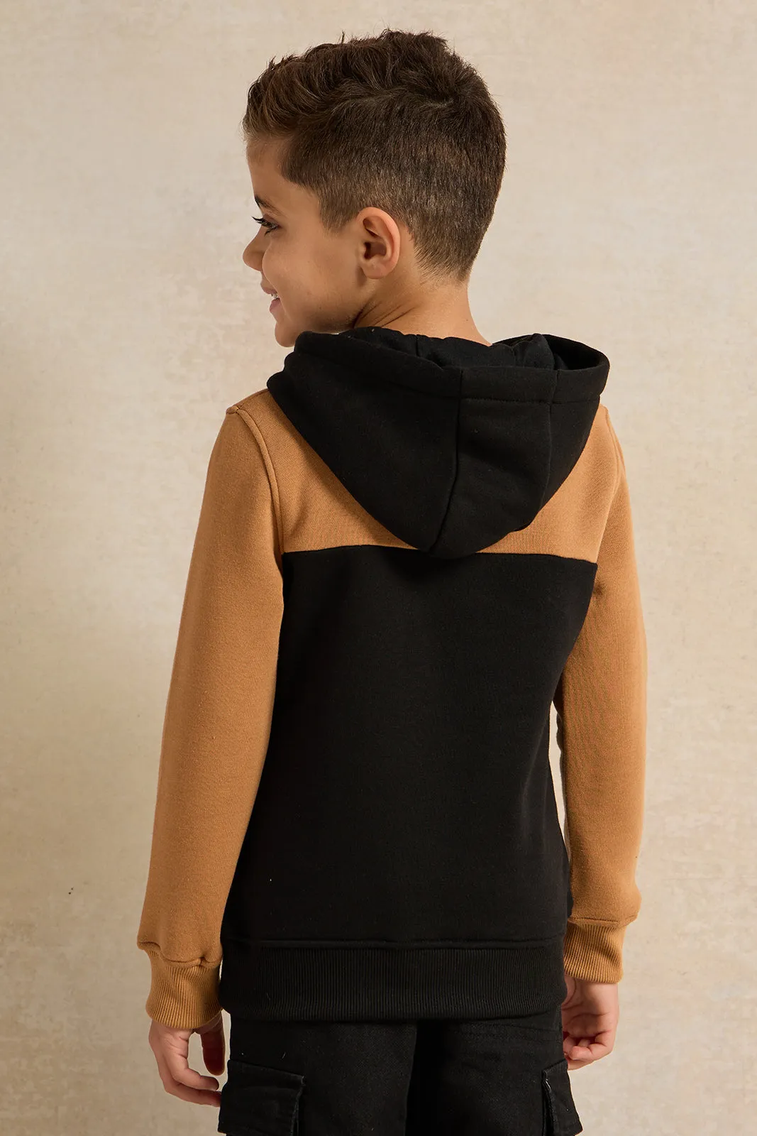 Boys Black Hooded Sweatshirt