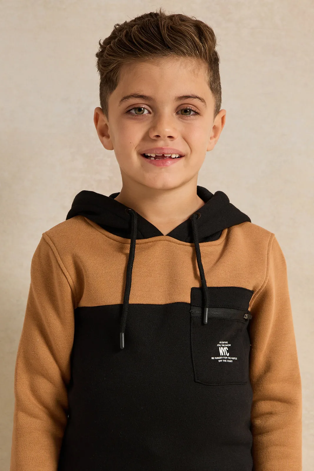 Boys Black Hooded Sweatshirt