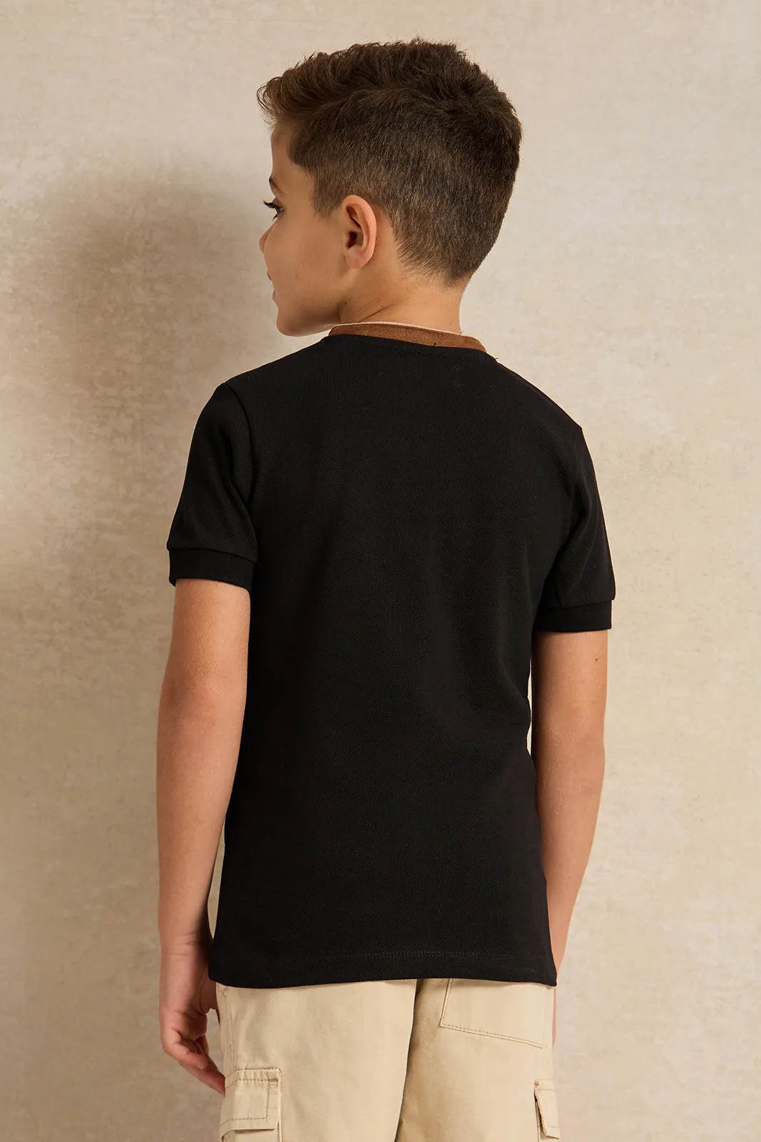 Boys Black Short Sleeve Polo T-Shirt