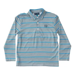 Boys' Long Sleeve Pro Performance Polo in Posy Green Fishing Club Stripe