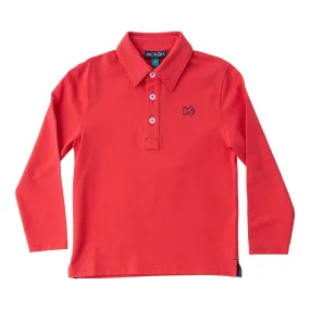 Boys' Too Cool for School Long Sleeve Polo in Winterberry Red