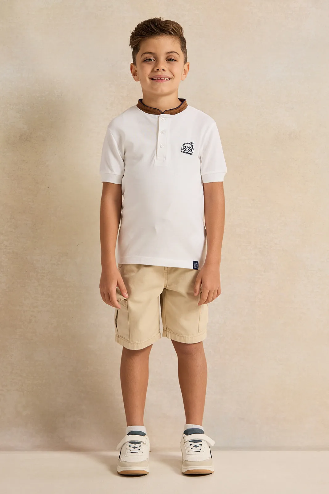 Boys White Short Sleeve Polo T-Shirt