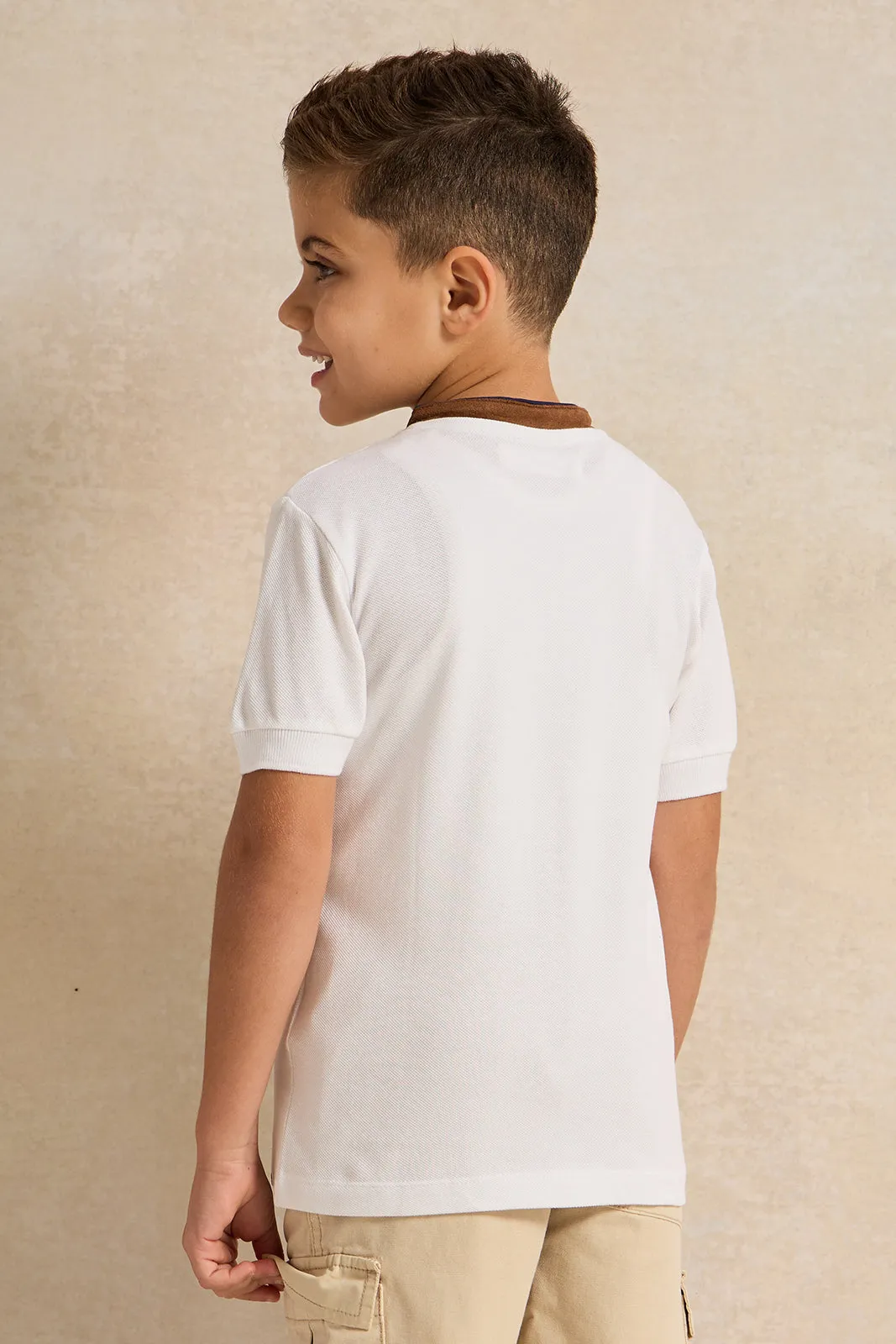 Boys White Short Sleeve Polo T-Shirt