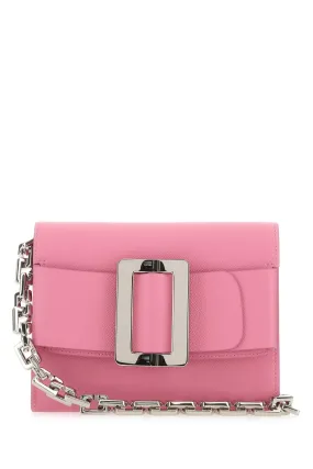 Boyy Pink Leather Buckle Travel Shoulder Bag