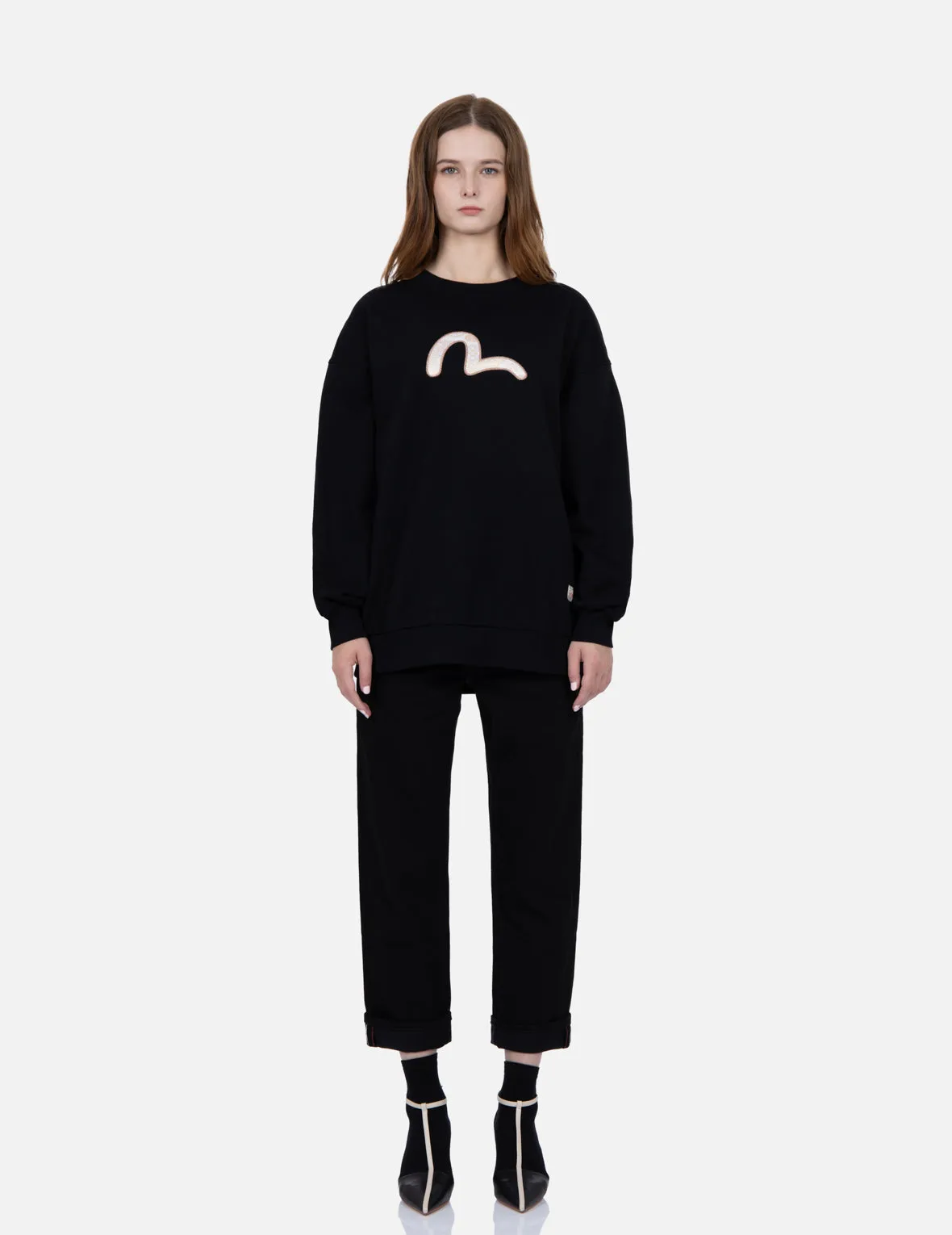 Brocade Seagull Appliqué Sweatshirt