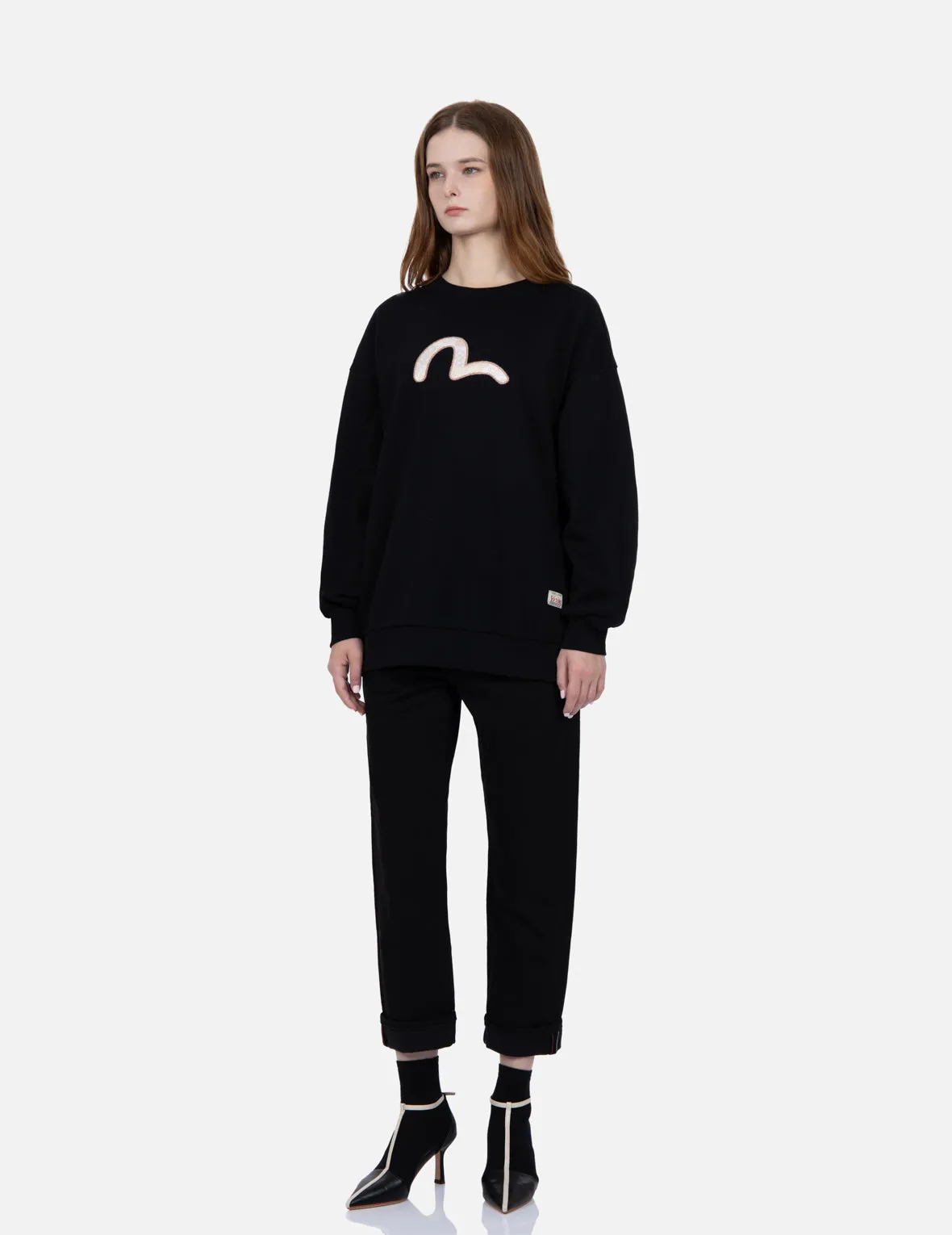 Brocade Seagull Appliqué Sweatshirt