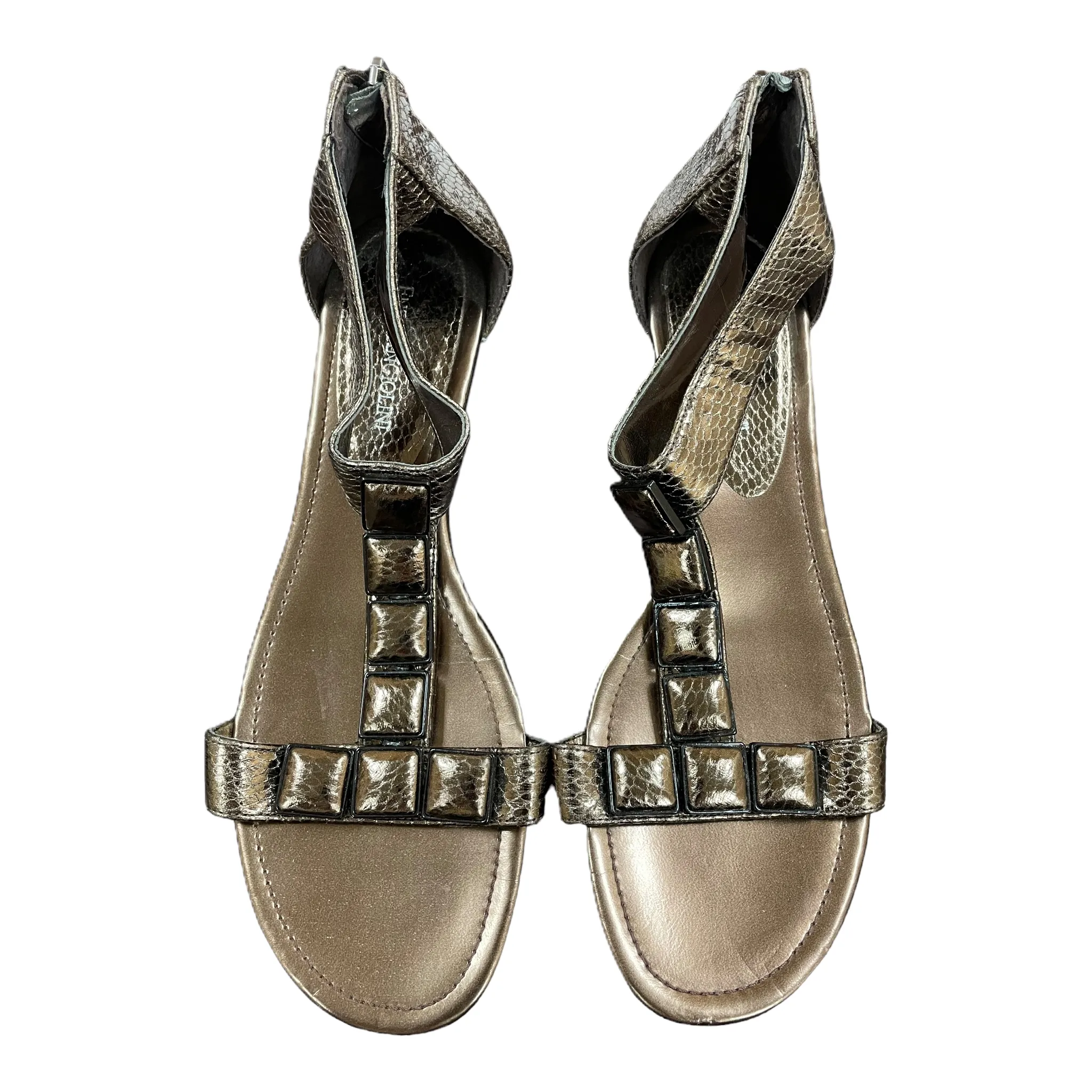 Bronze Sandals Heels Wedge By Enzo Angiolini, Size: 8.5