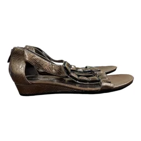 Bronze Sandals Heels Wedge By Enzo Angiolini, Size: 8.5