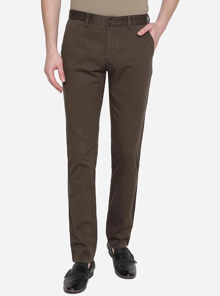 Brown Slim Fit Casual Trouser