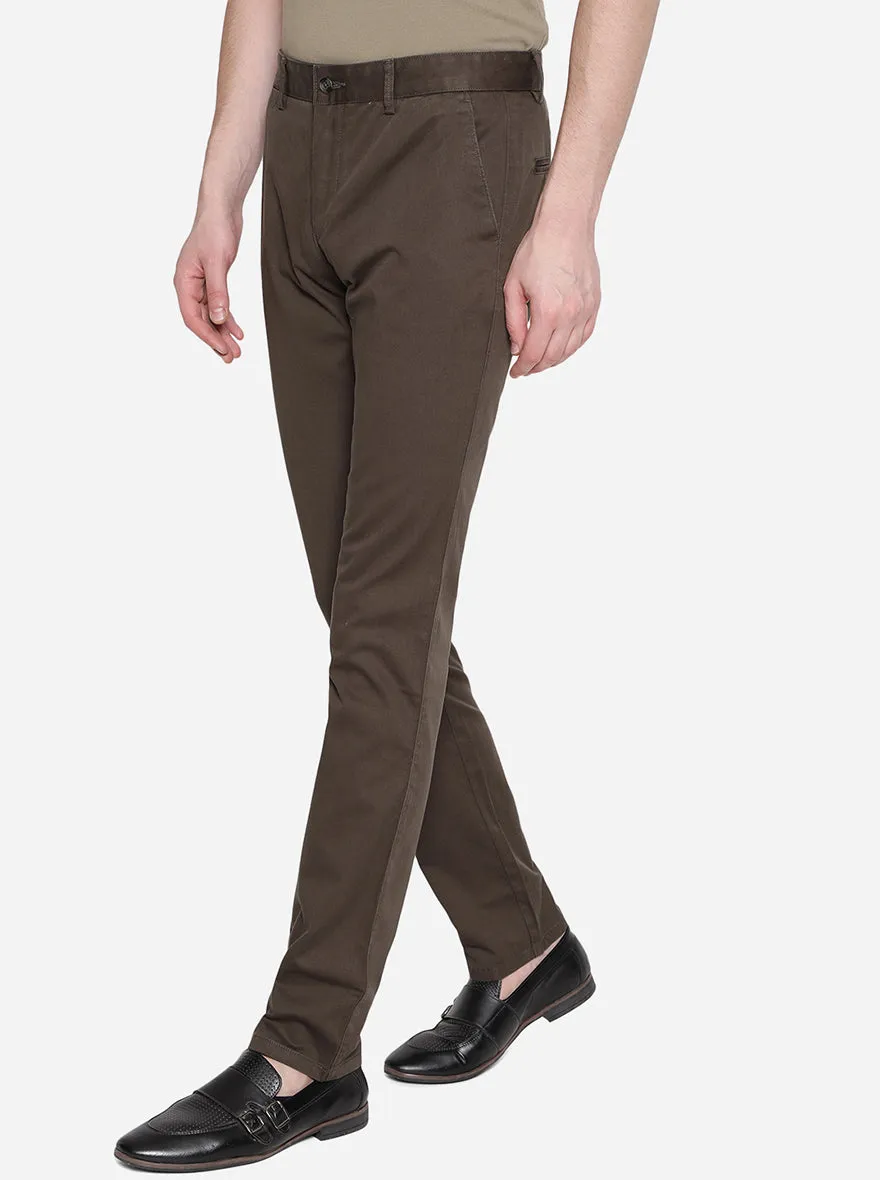 Brown Slim Fit Casual Trouser