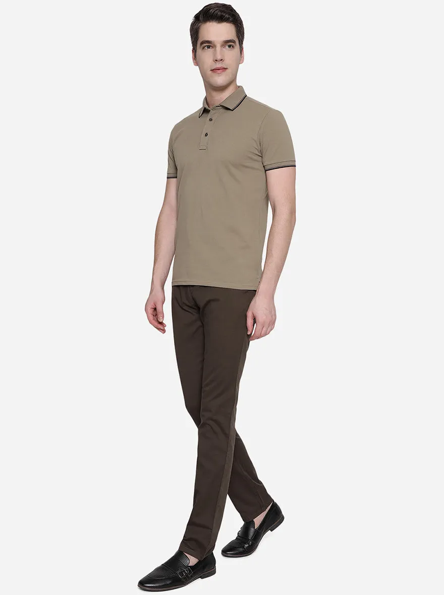 Brown Slim Fit Casual Trouser