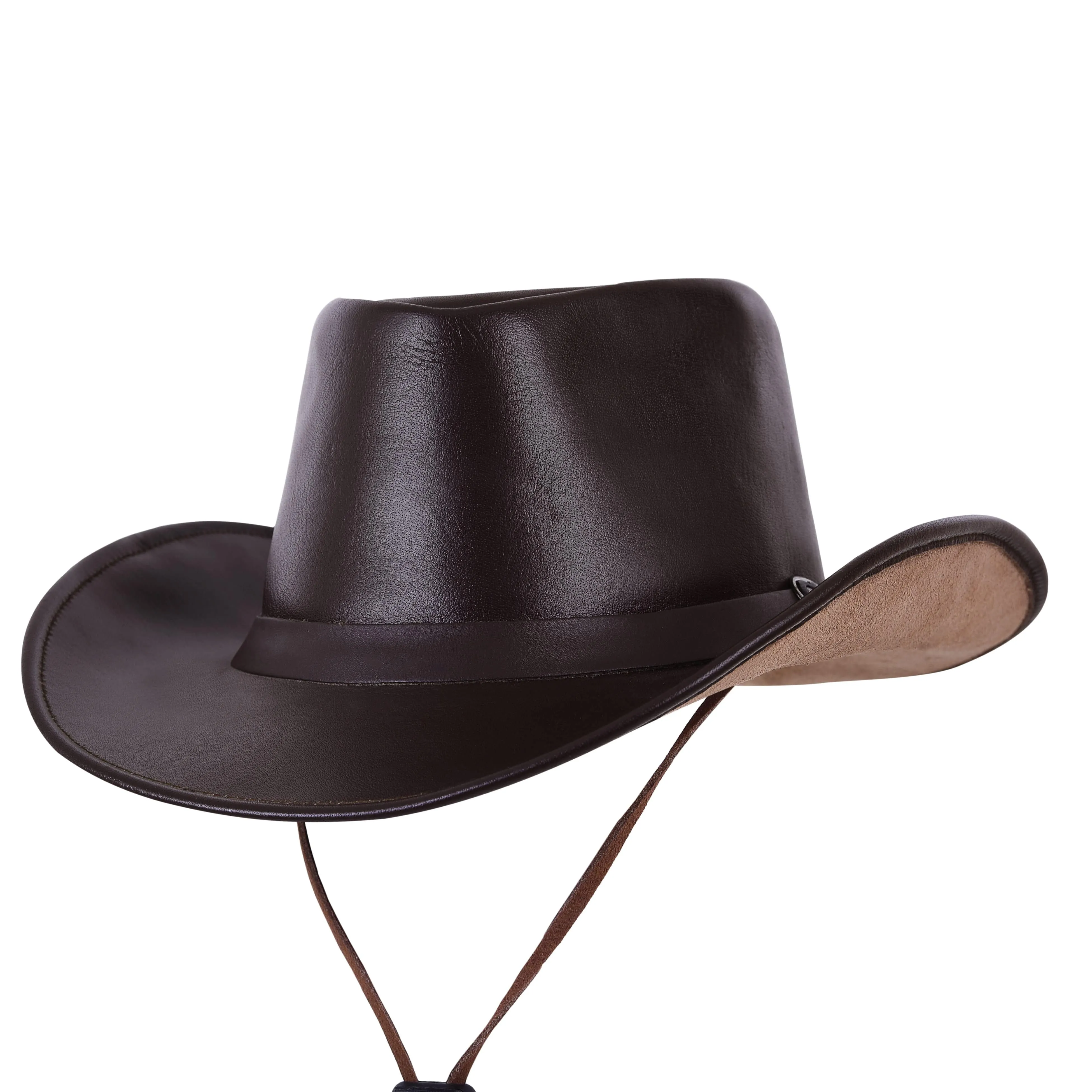 Brown Genuine Leather Indiana Jones Western Style Cowboy Hat