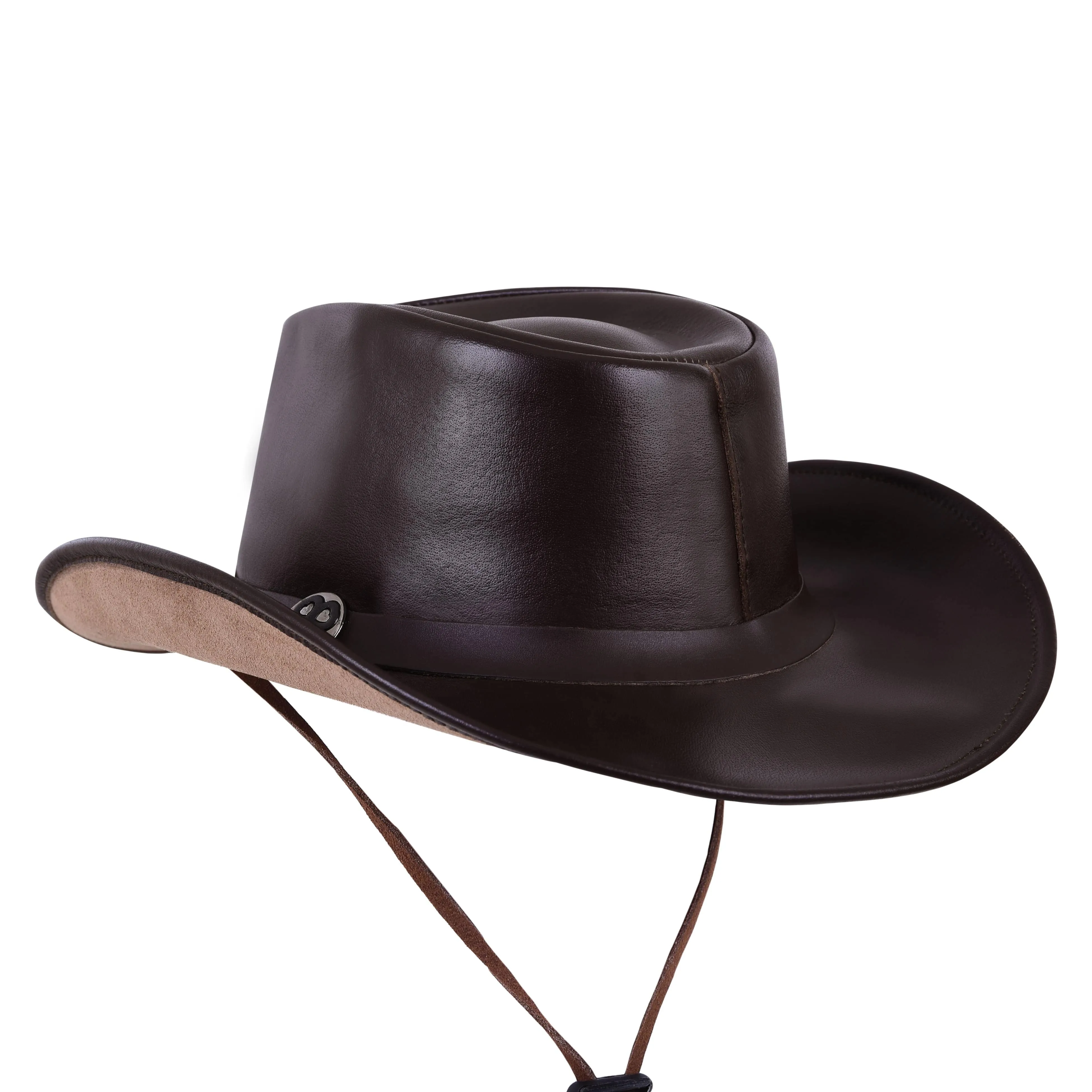 Brown Genuine Leather Indiana Jones Western Style Cowboy Hat