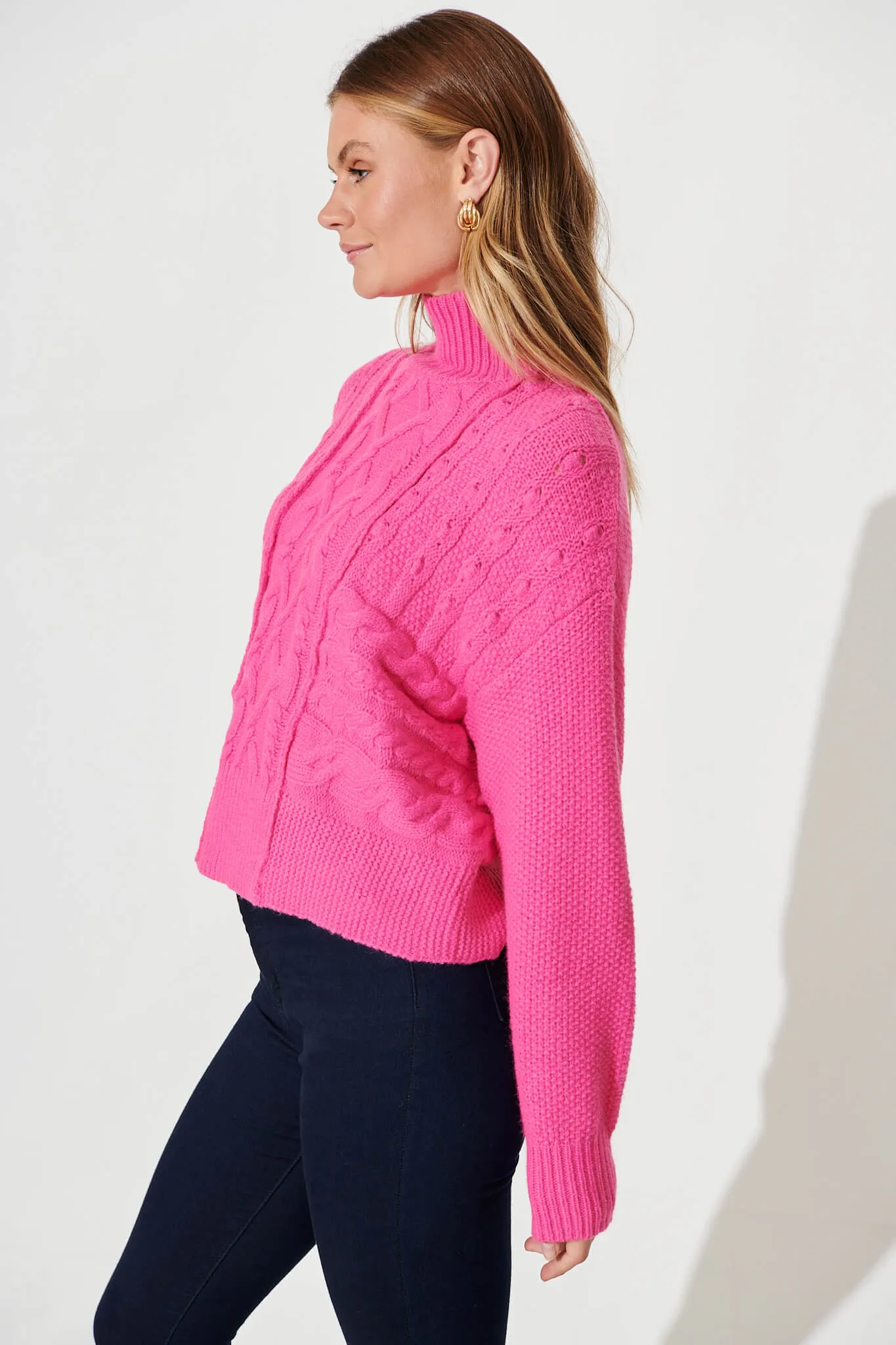 Carino Knit In Hot Pink Wool Blend