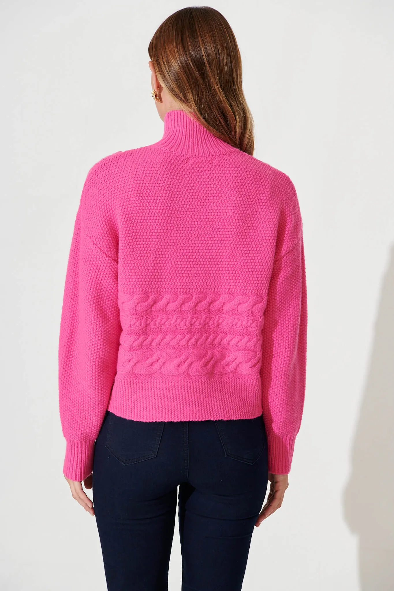 Carino Knit In Hot Pink Wool Blend