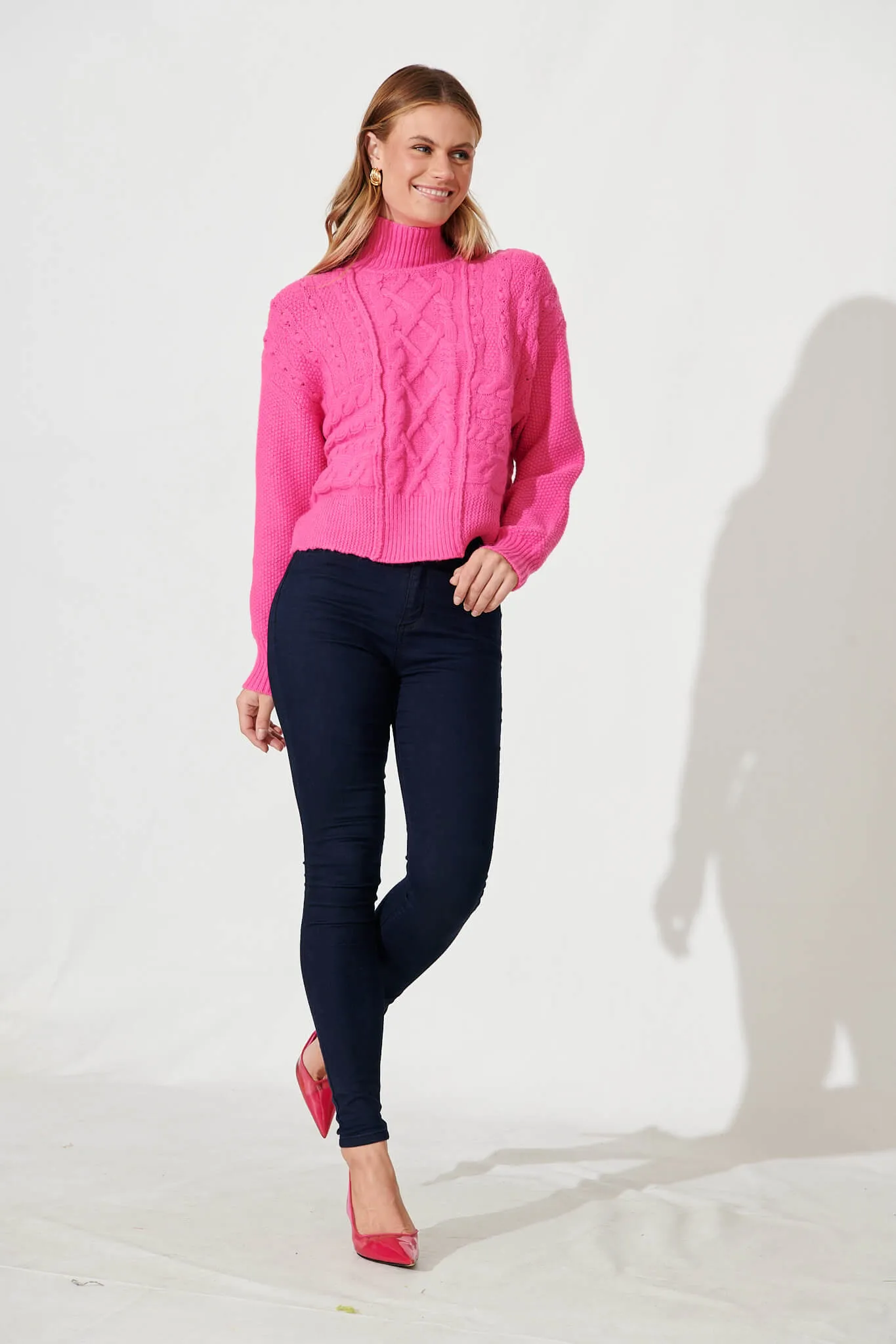 Carino Knit In Hot Pink Wool Blend