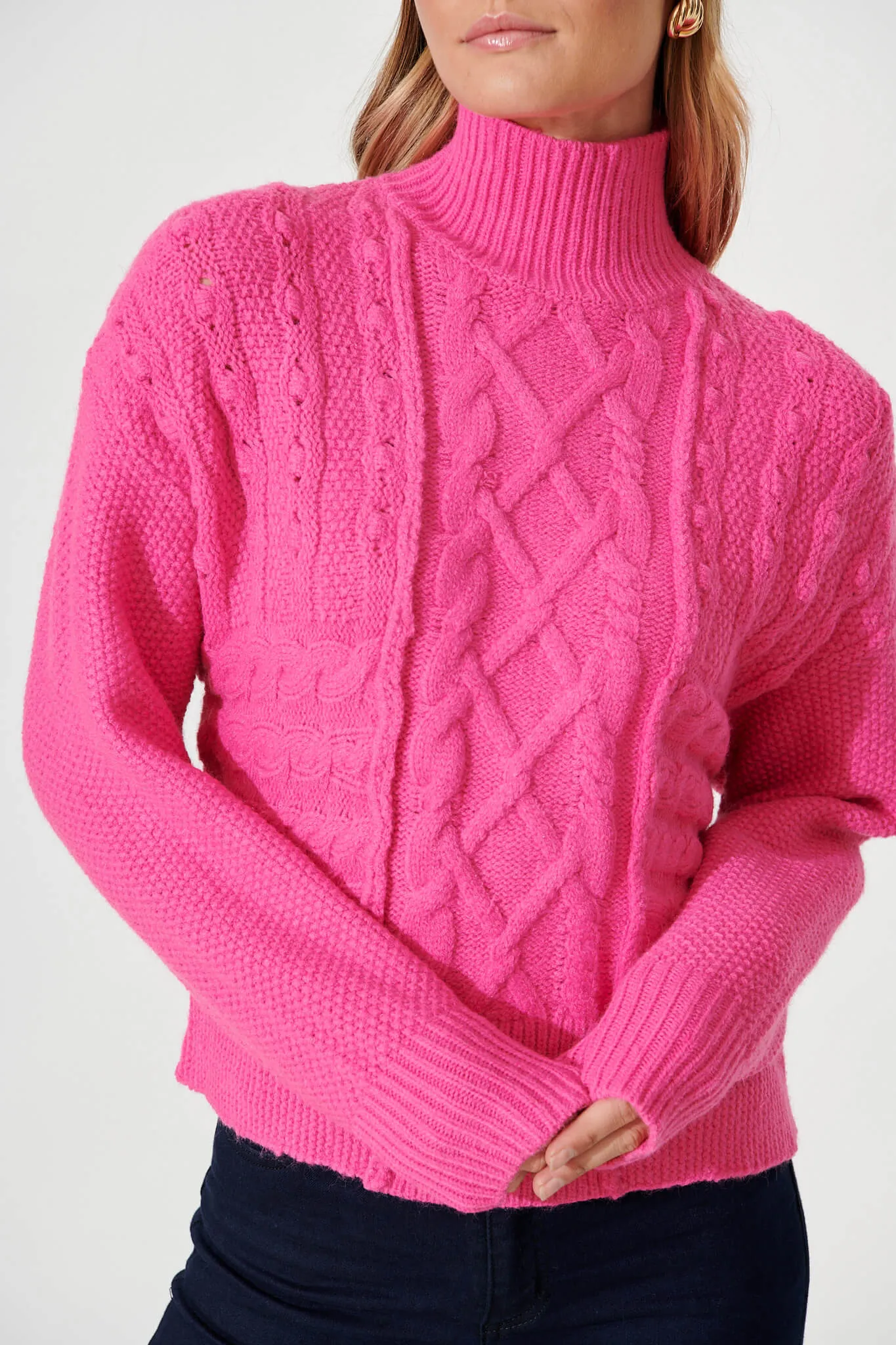 Carino Knit In Hot Pink Wool Blend