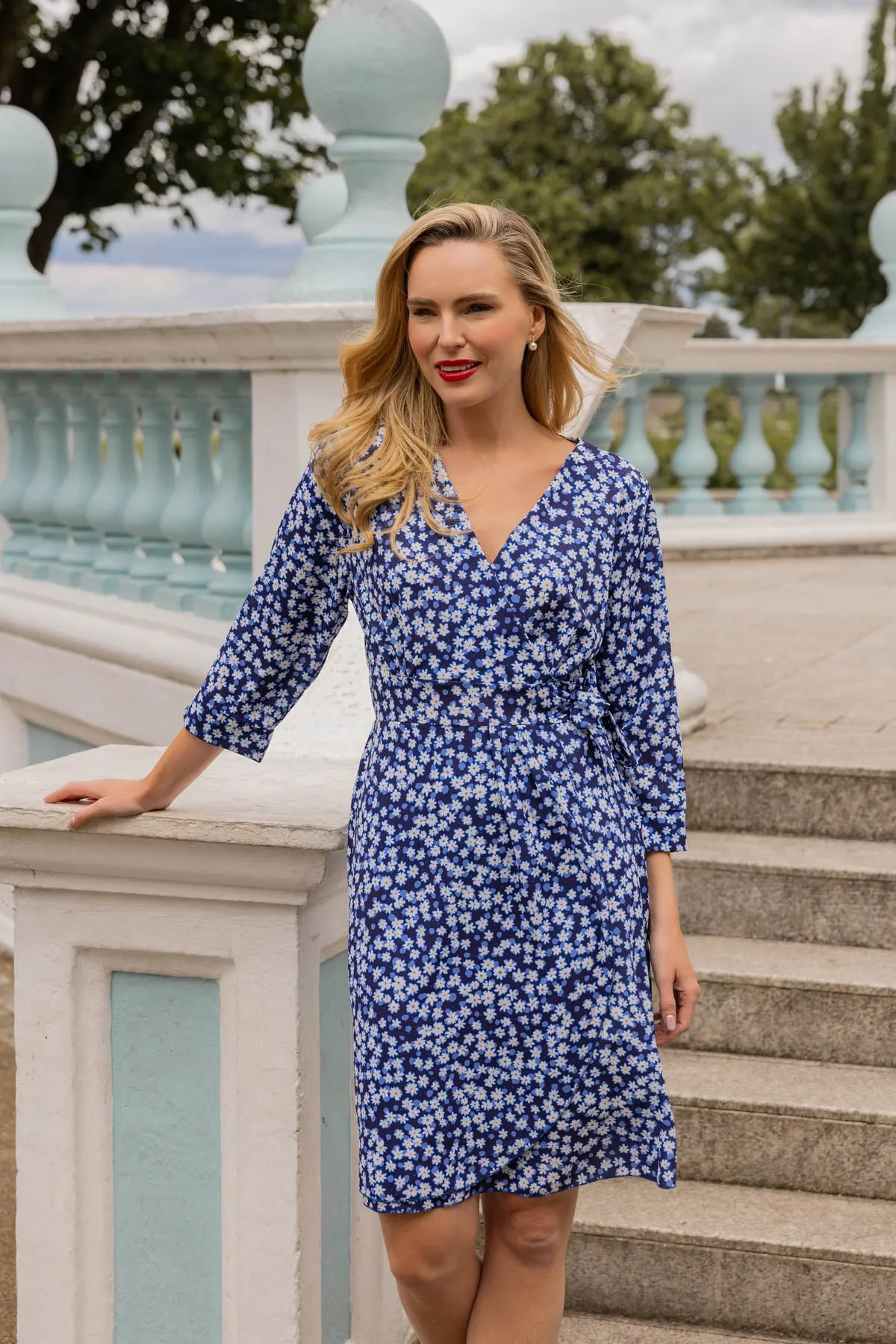 Carly Dress in Navy Print