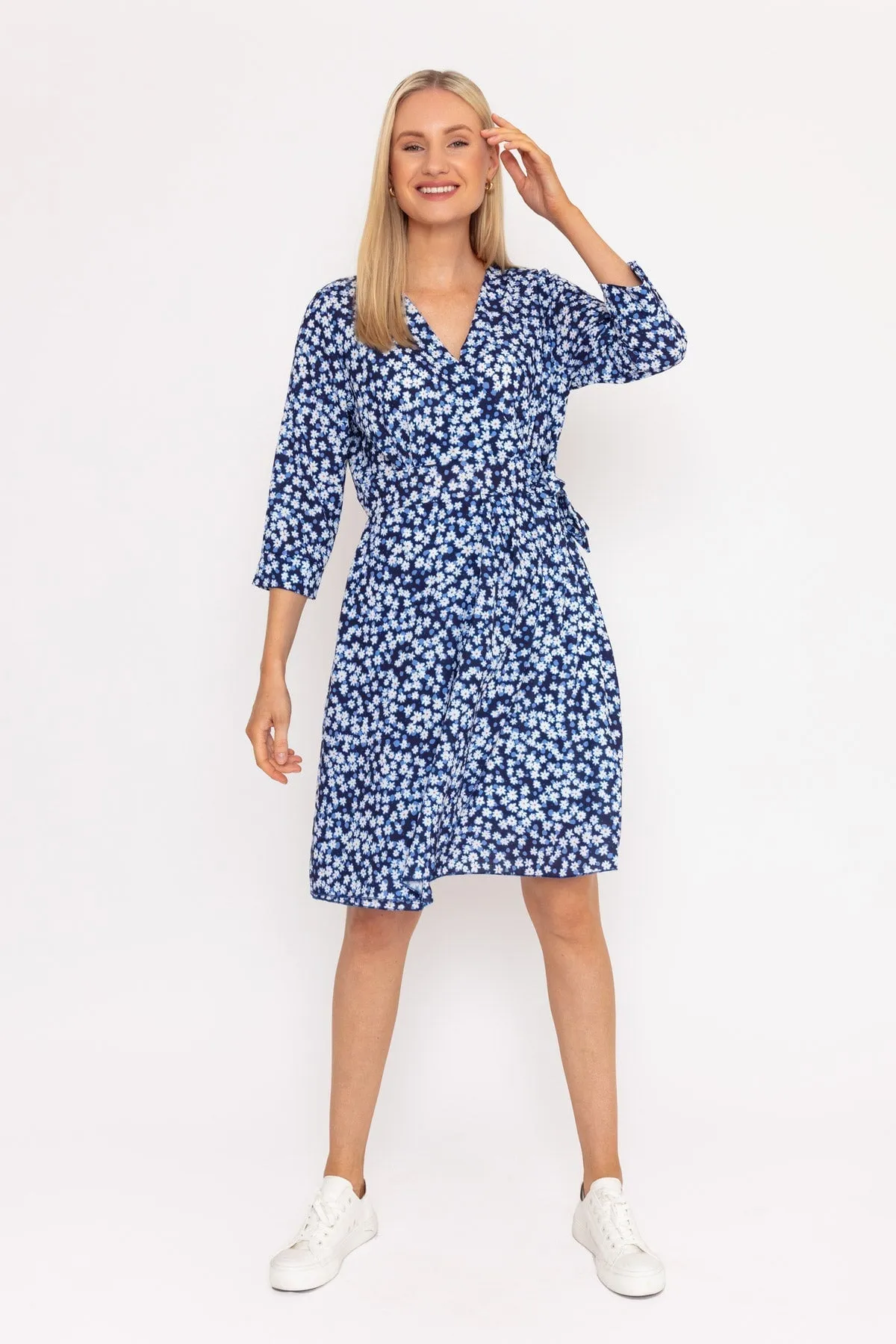 Carly Dress in Navy Print