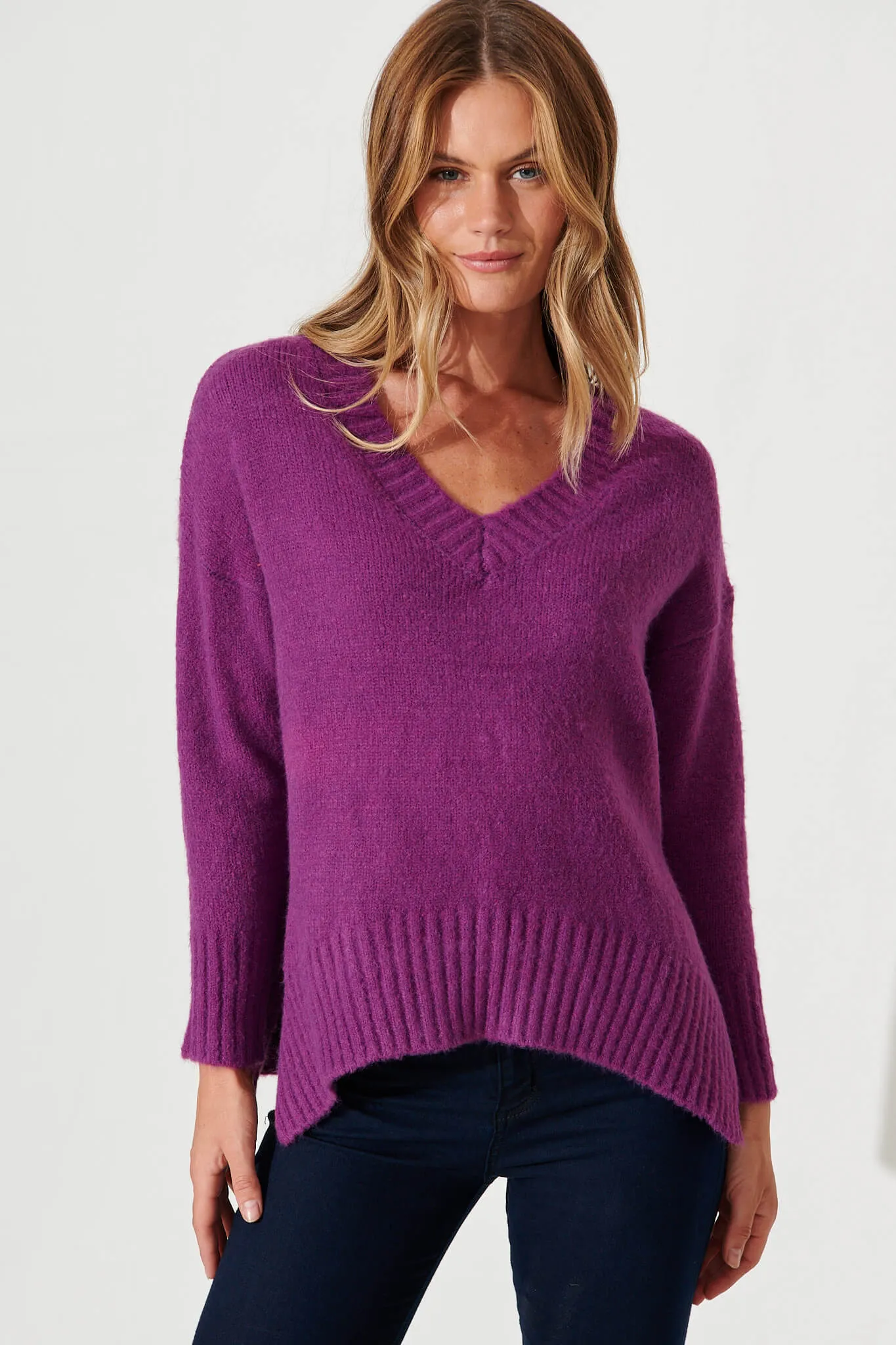 Carmella Knit In Purple Wool Blend