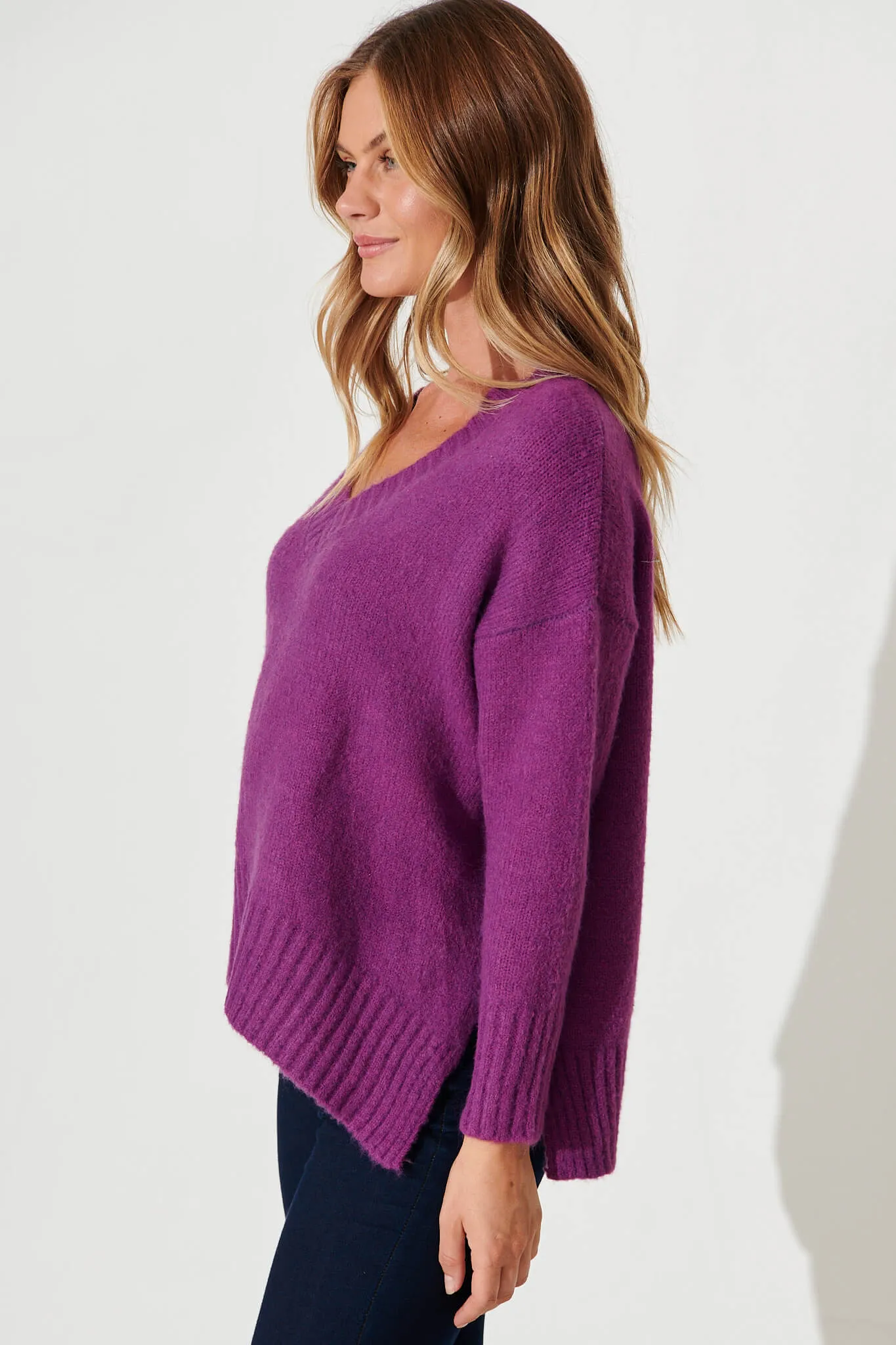 Carmella Knit In Purple Wool Blend