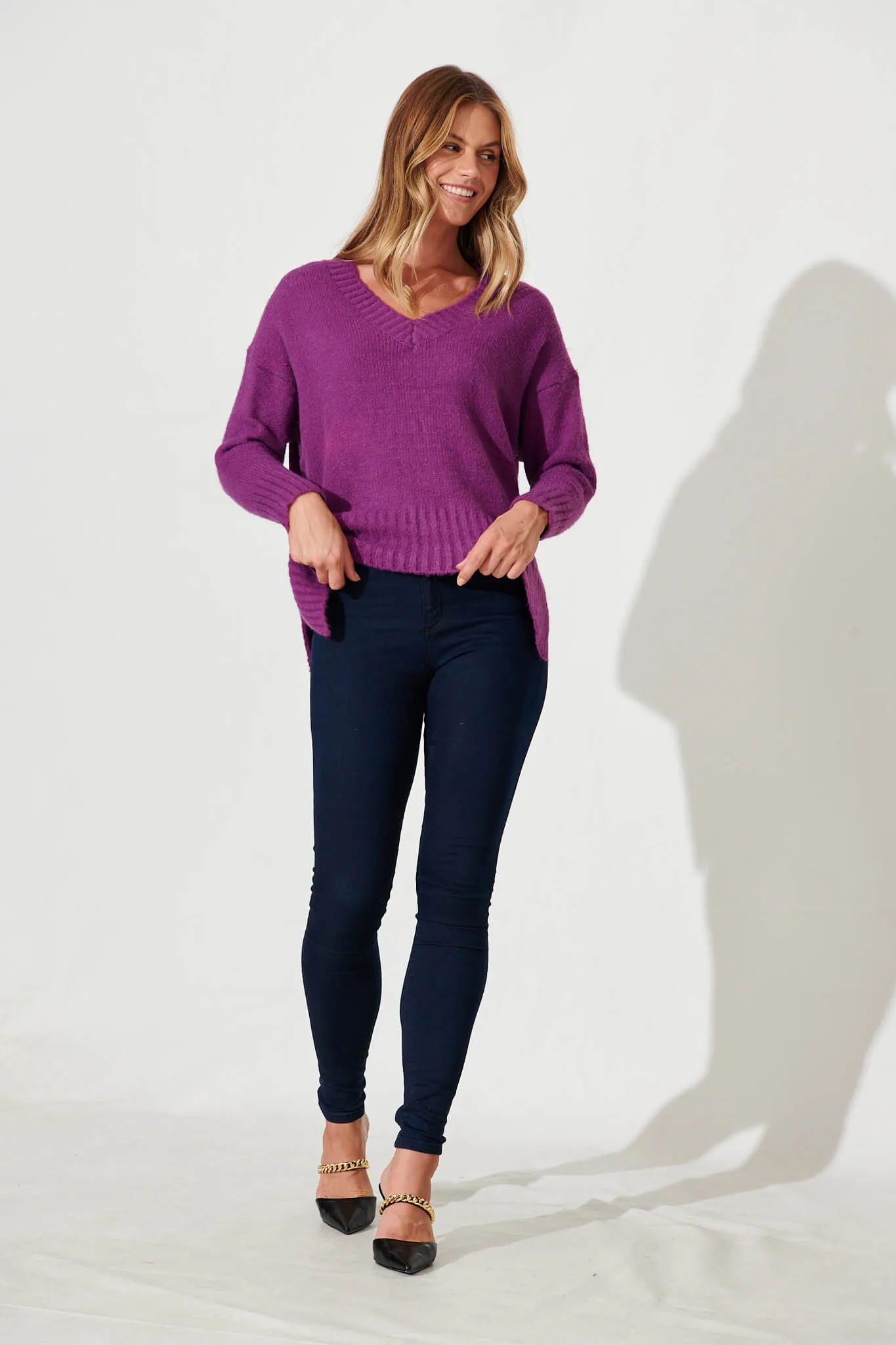 Carmella Knit In Purple Wool Blend