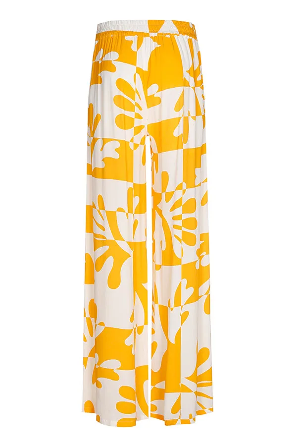 Caroline Biss YELLOW PRINT STRAIGHT LEG TROUSERS