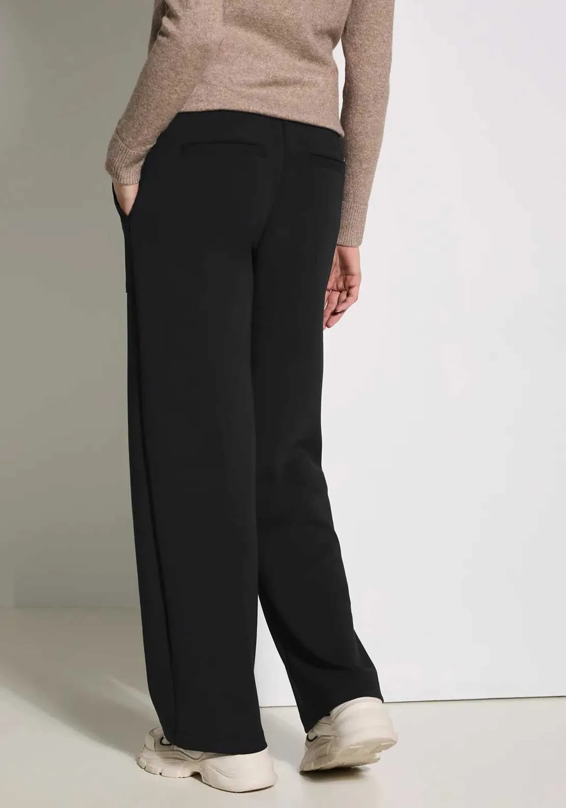 Cecil Wide Leg Soft Touch Trousers, Black