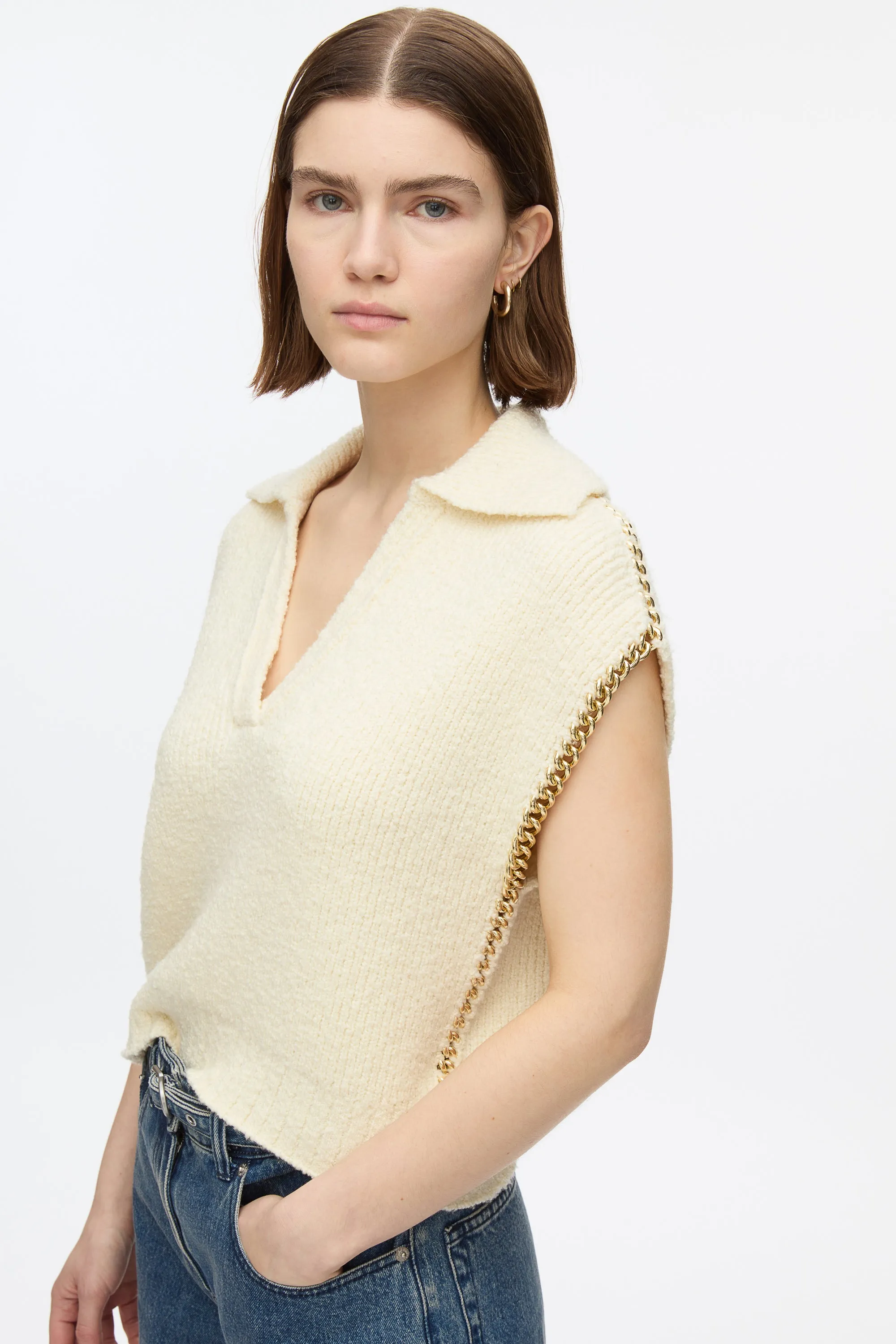 Chainlink Bouclé Cropped Polo