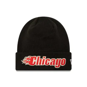 Chicago Bulls NBA Metallic Black Cuff Knit Beanie Hat