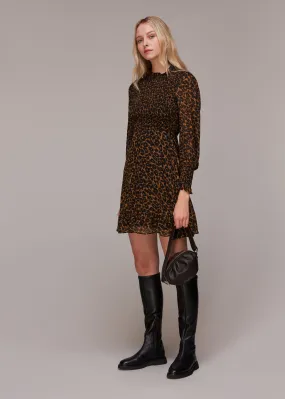 Classic Leopard Shirred Dress