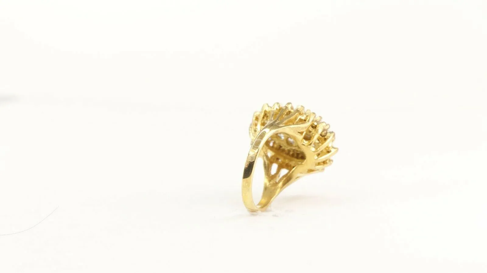 Solid Gold Ring Elegant Ladies Clustered Band 5-3/4 Resizable