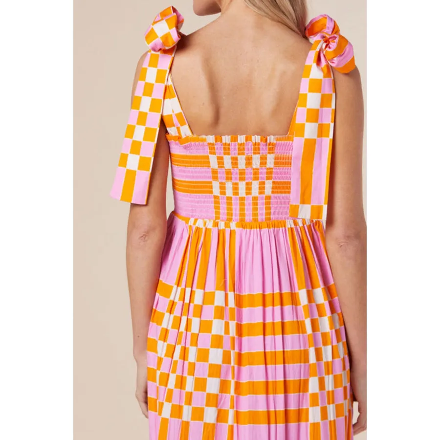 Color Block Tie Shoulder Dress