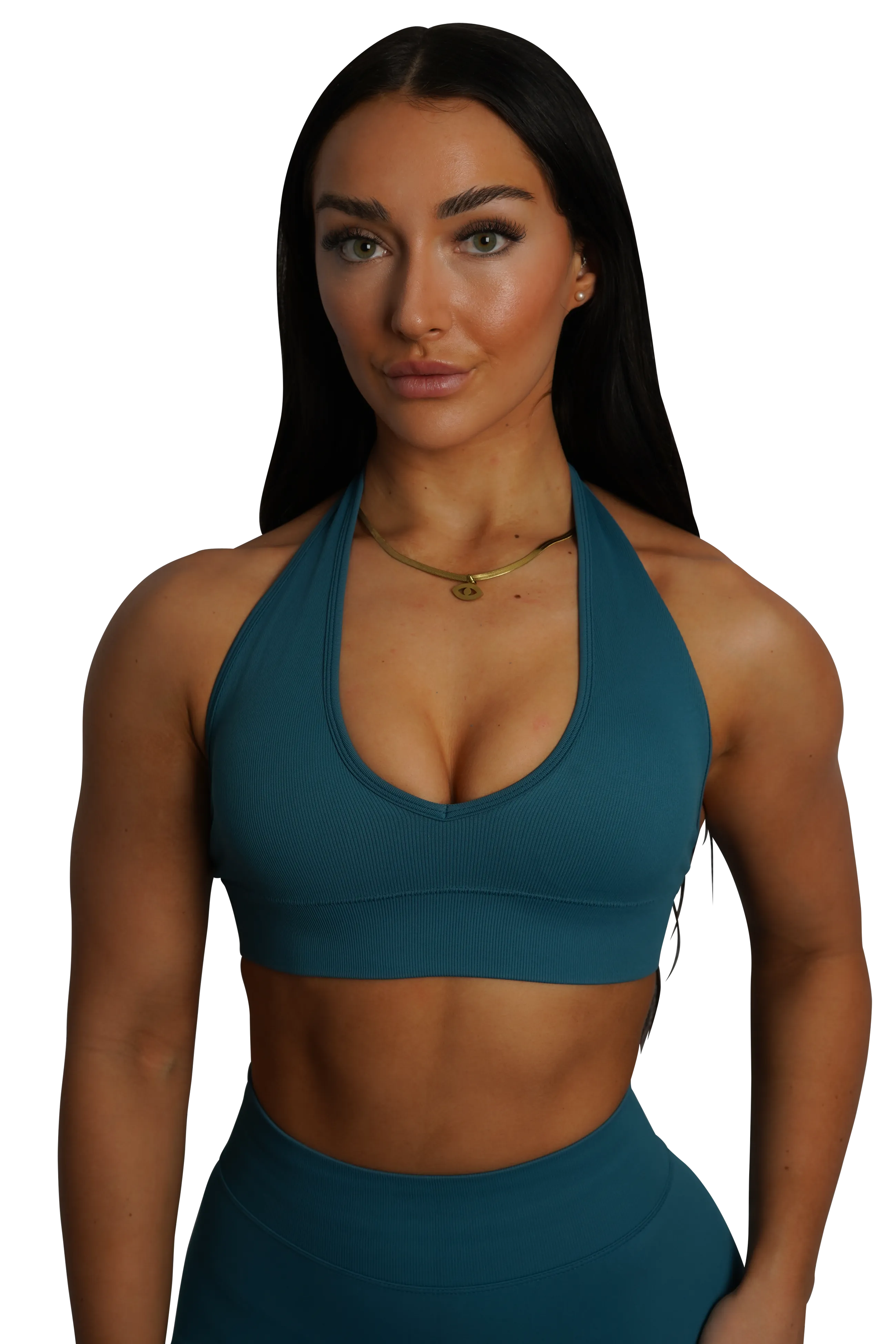 CORE HALTER BRA - TEAL