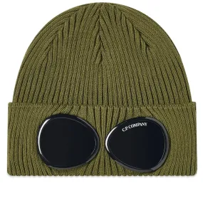 C.P. Company Cotton Knit Goggle Beanie Olive Branch