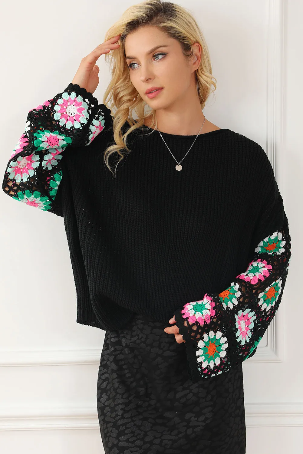 Round Neck Long Sleeve Knit Top\