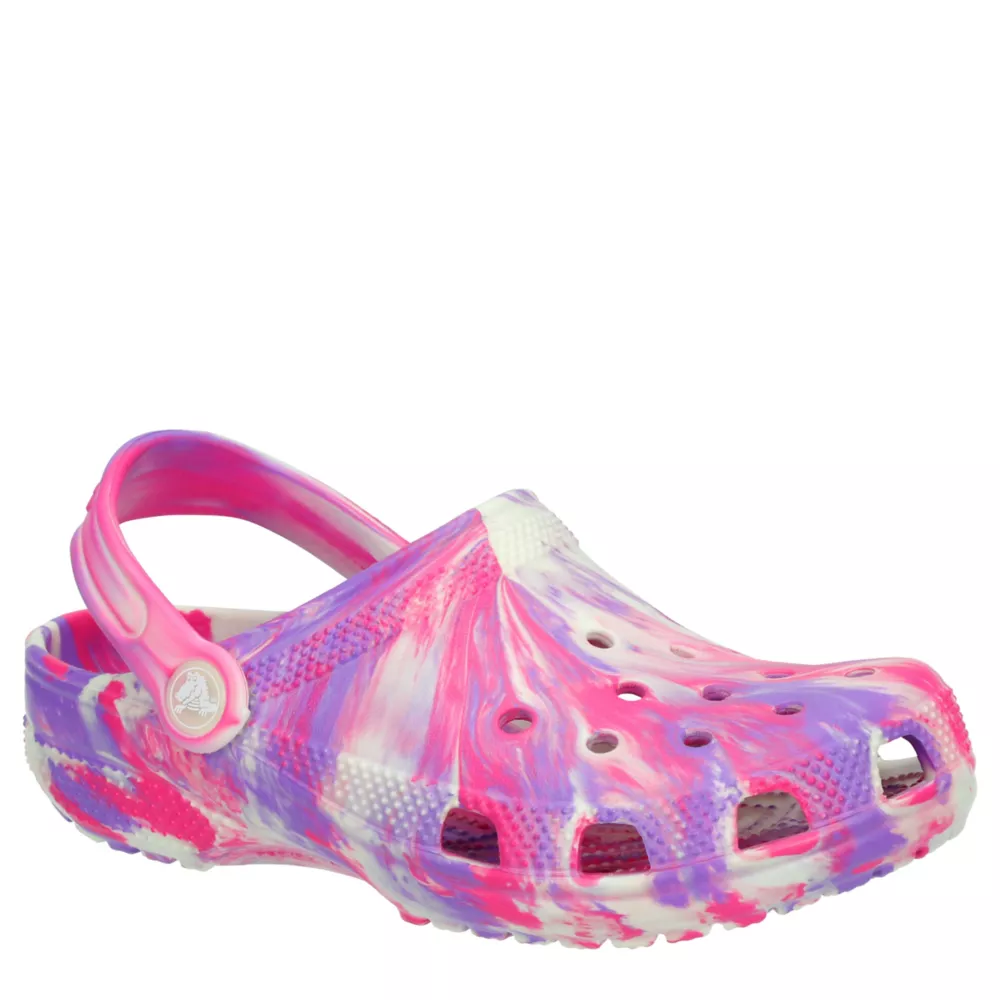 CROCS  GIRLS LITTLE-BIG KID CLASSIC GLOW MARBLED CLOG