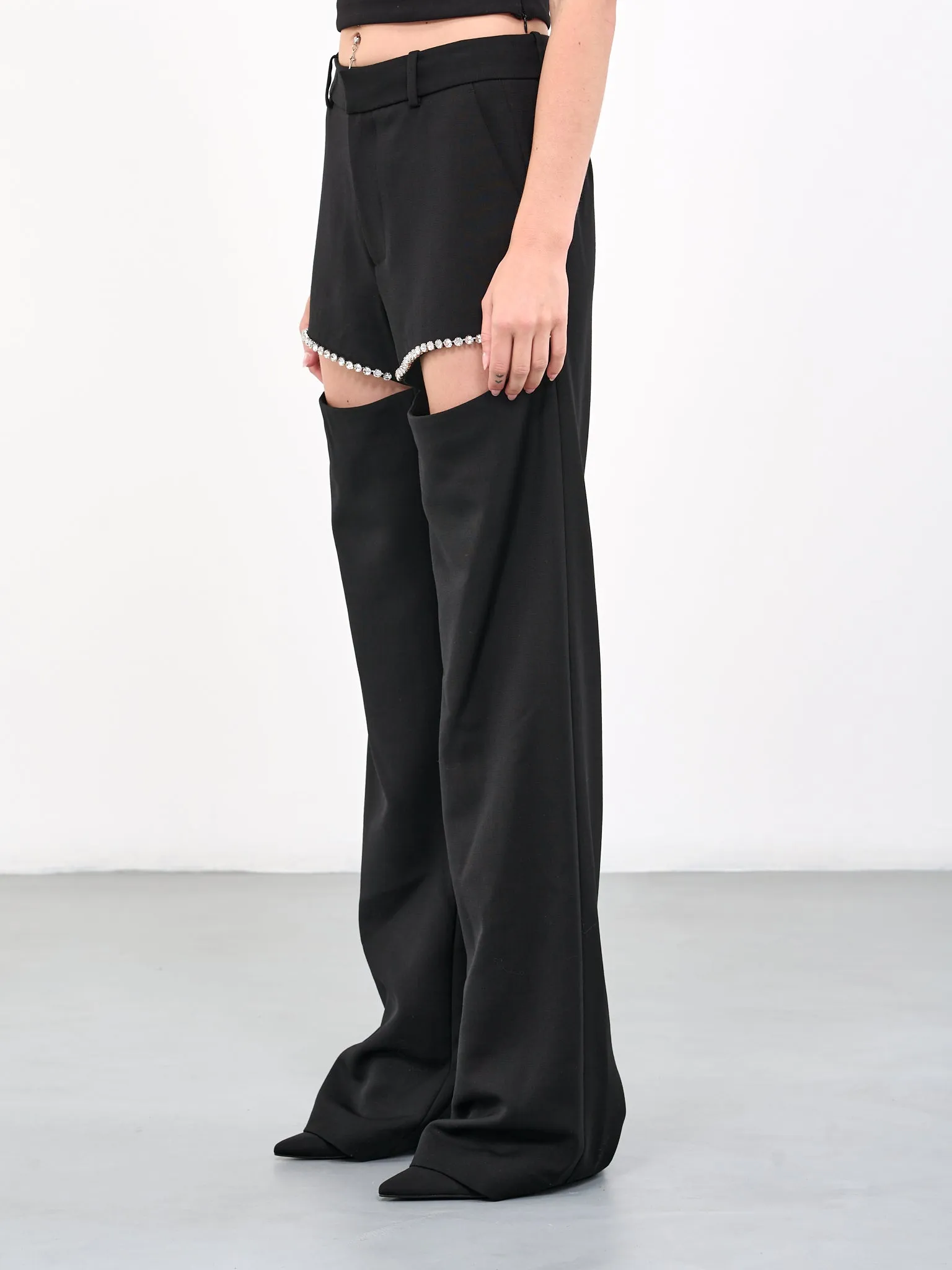 Crystal Slit Trousers (0000P03171-BLACK)