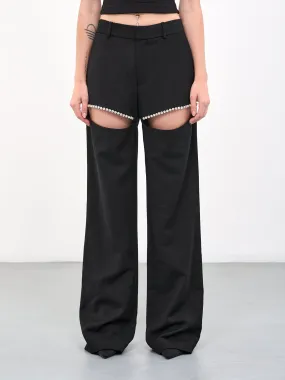 Crystal Slit Trousers (0000P03171-BLACK)