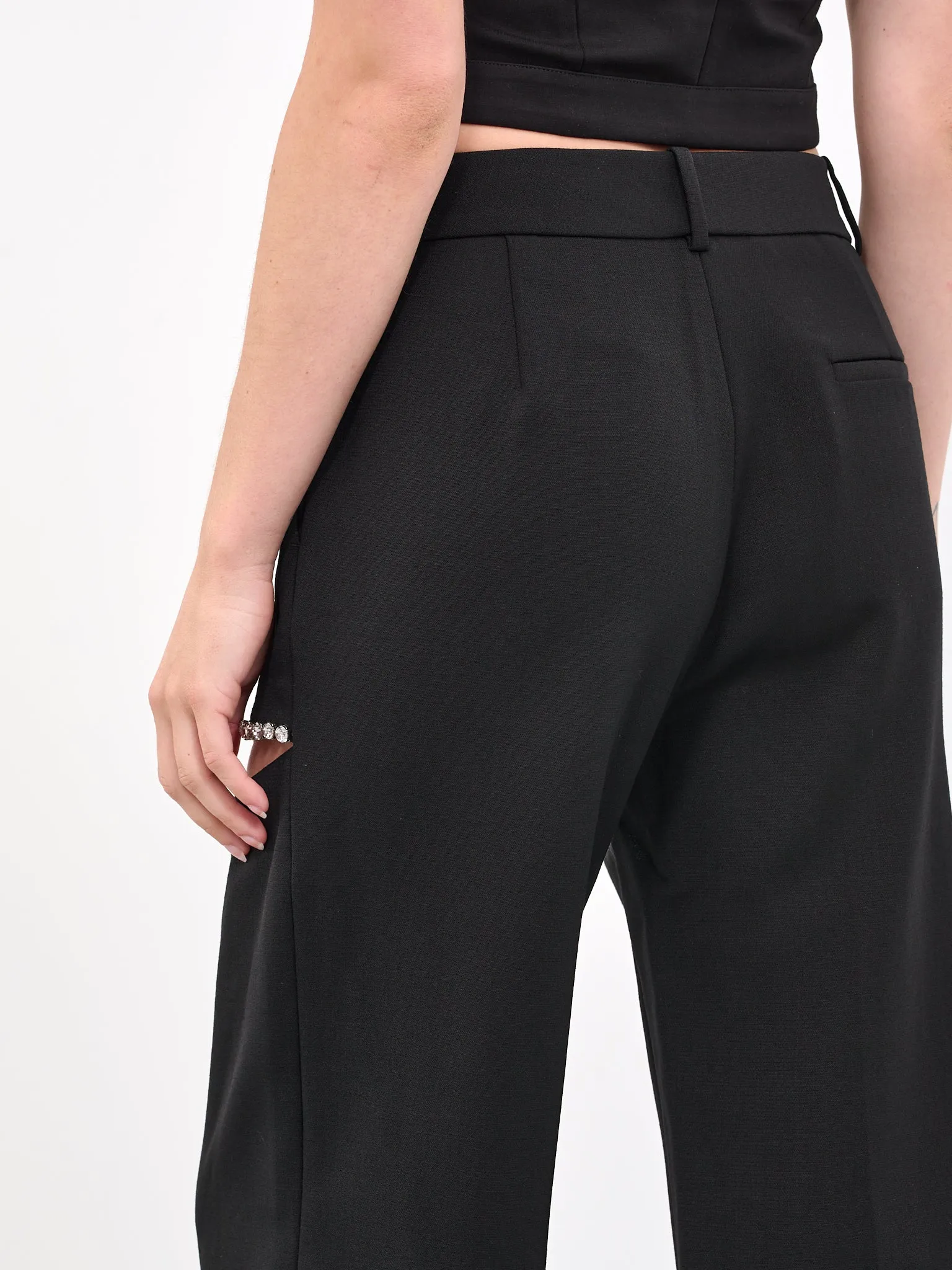 Crystal Slit Trousers (0000P03171-BLACK)