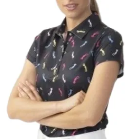 Women's Daily Sports Polo Cap Sleeve Chat Top