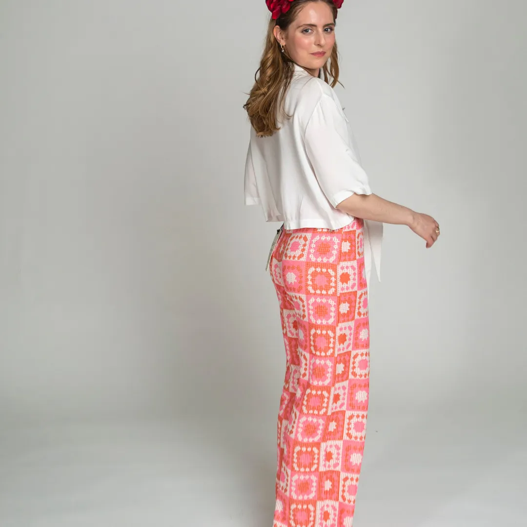 Damson Madder Pink/Orange Knit Trousers